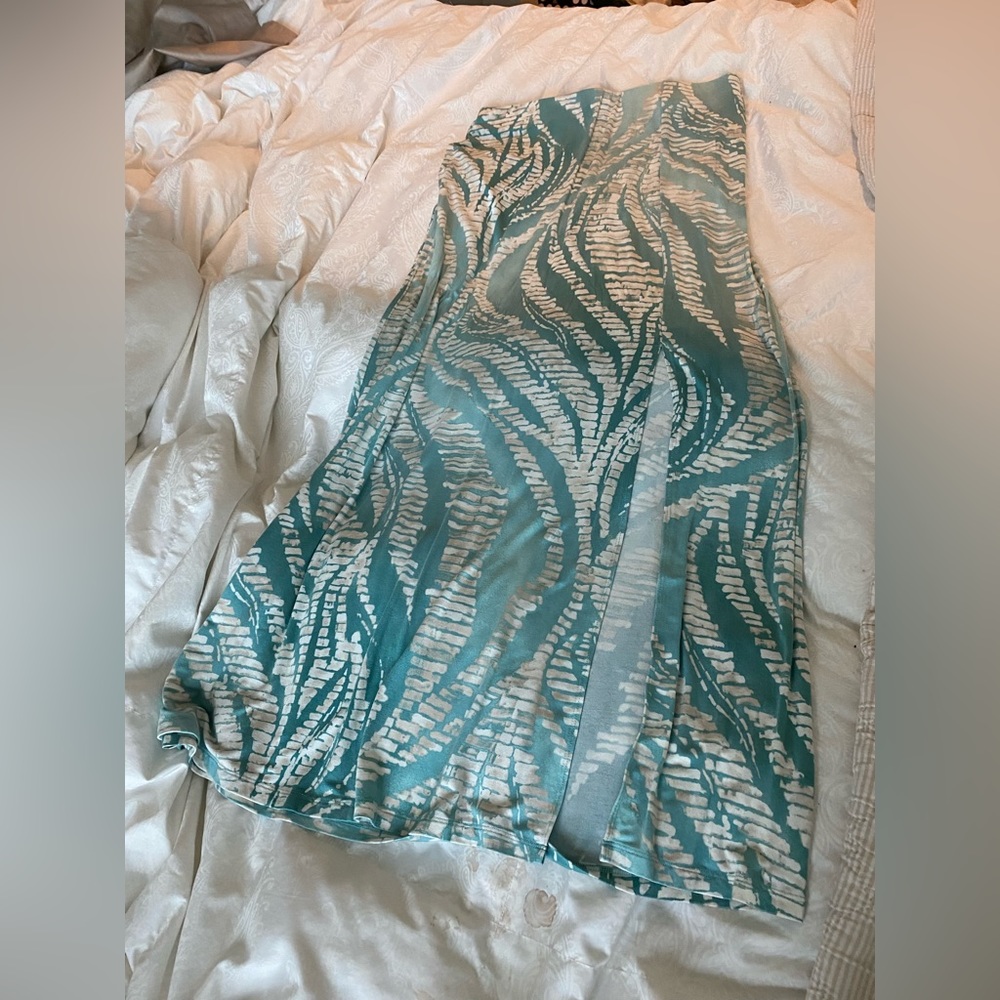 NWOT- Tommy Bahama long cotton teal and white skirt!